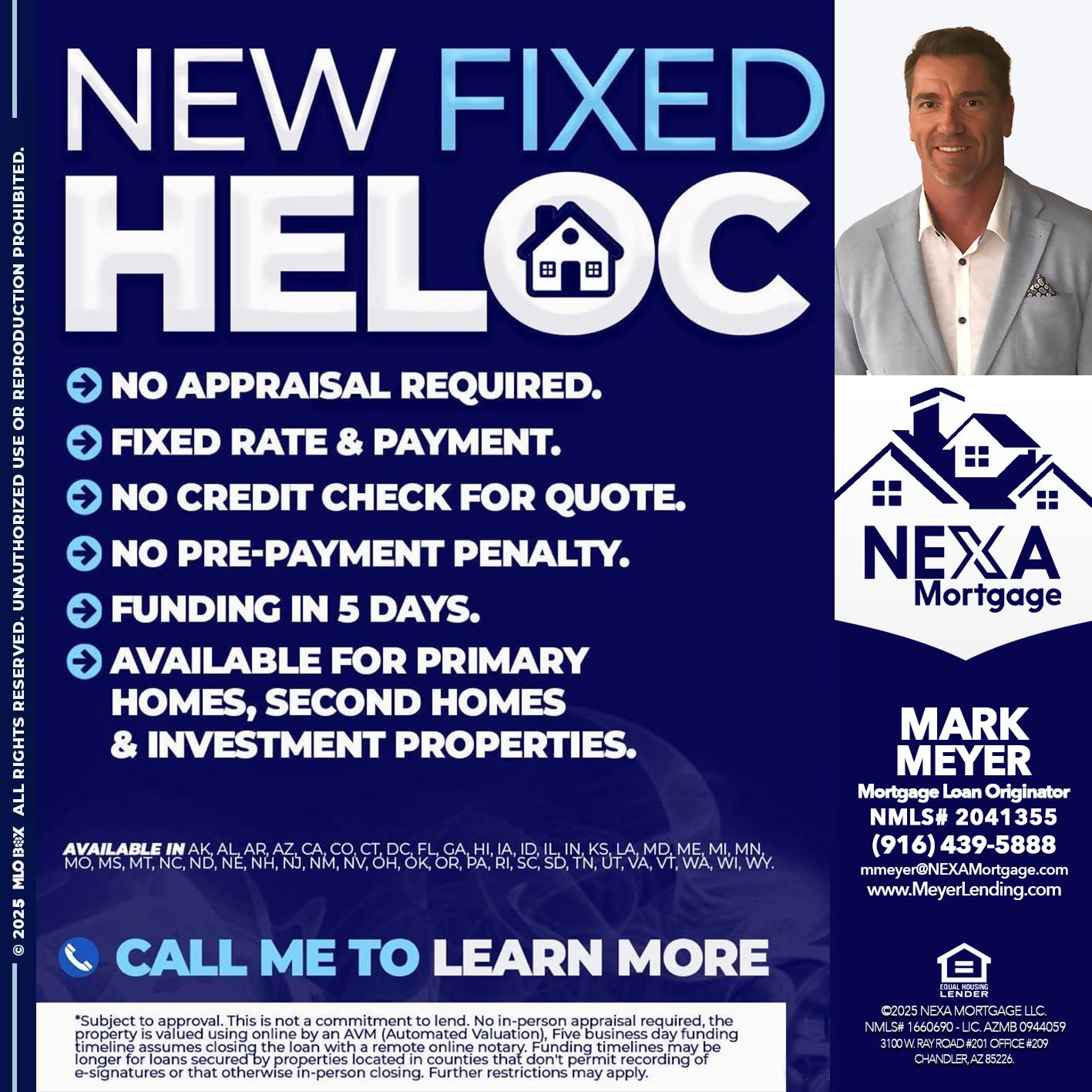 NEW FIXED HELOC - Mark Meyer -Mortgage Loan Originator