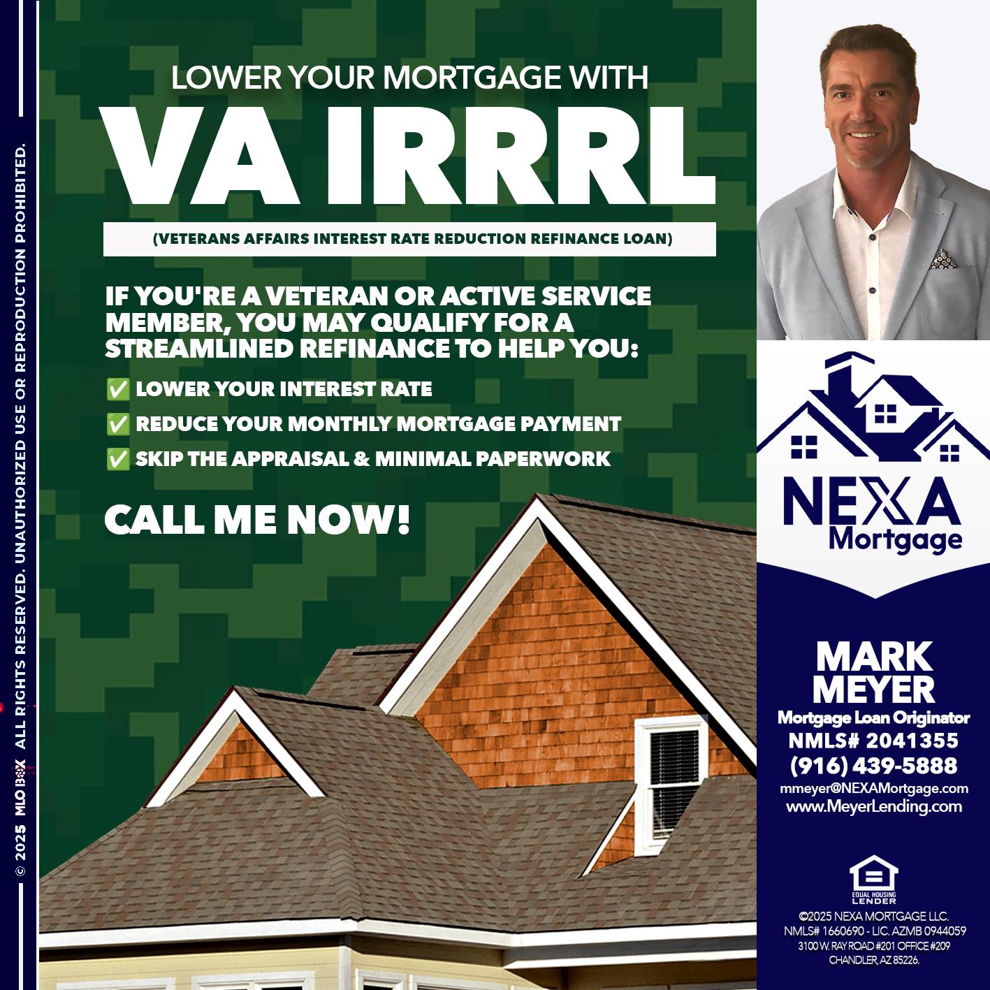 VA IRRRL - Mark Meyer -Mortgage Loan Originator