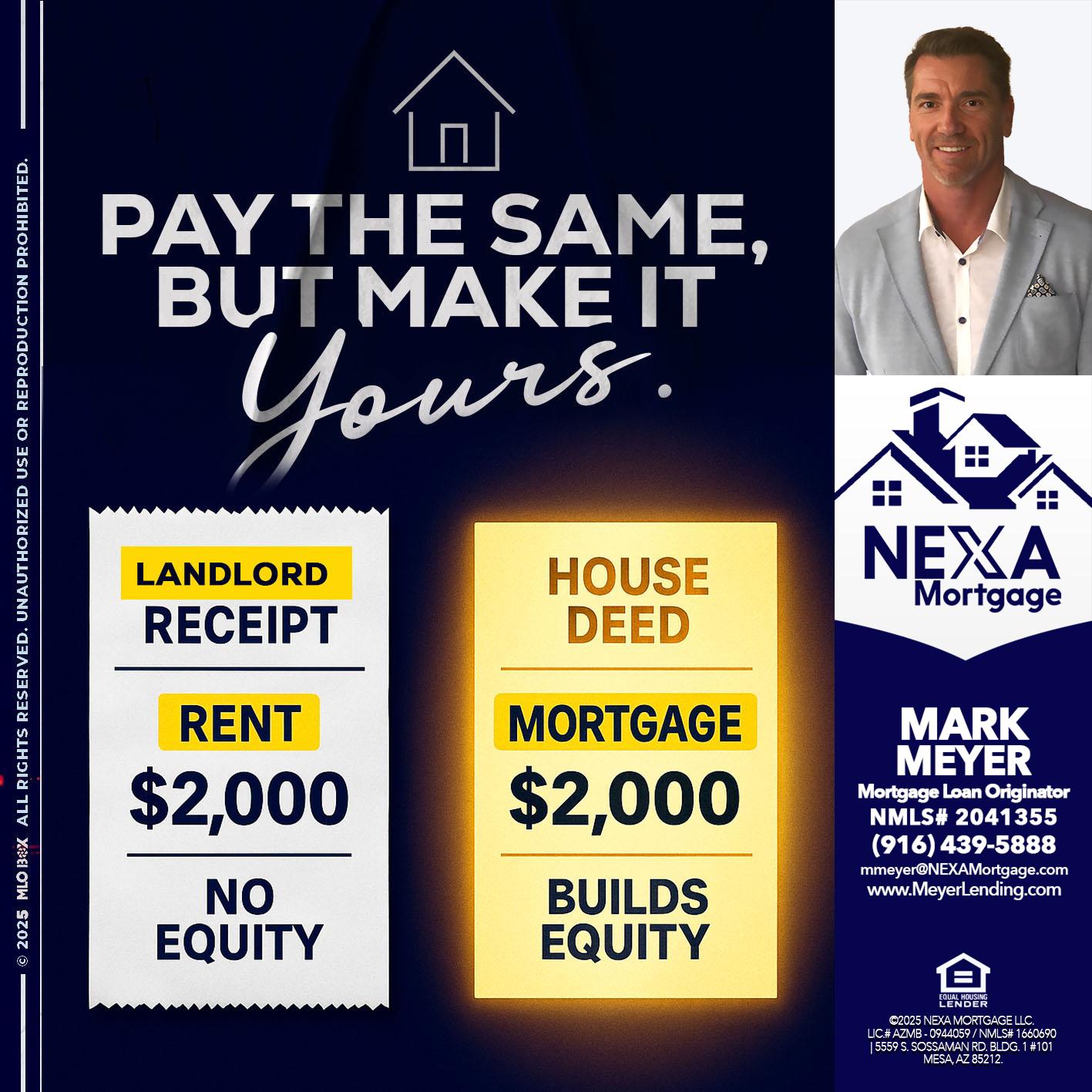 pay the same - Mark Meyer -Mortgage Loan Originator